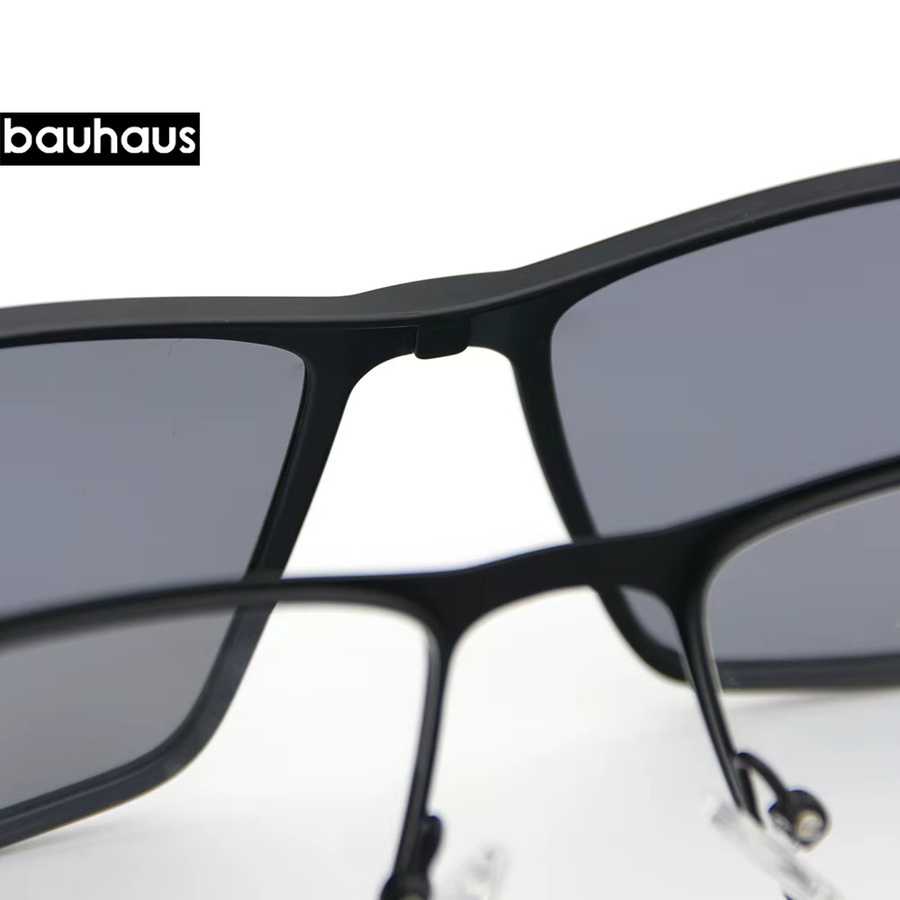 Bauhaus X301 Sonnenbrille Clip-on, Vollrand, Metall, Schwarz, Herren - Bild 3