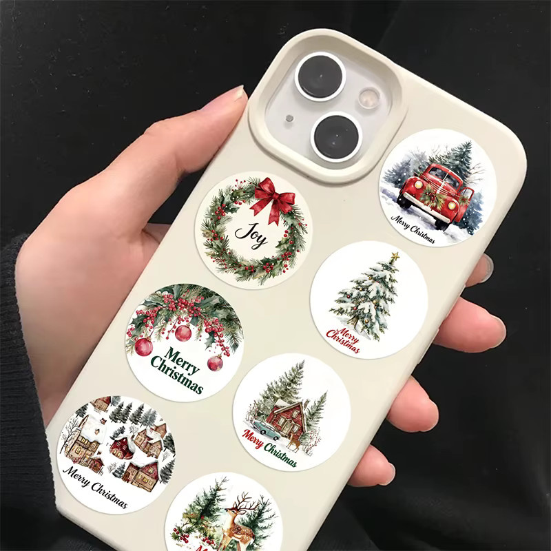 500 Stück Weihnachtsaufkleber auf Rolle, runde Etiketten mit 10 Designs, Durchmesser: 3,81 cm, Multicolor - Bild 2