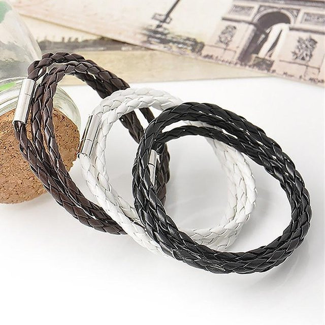 Armband Allbestart, mehrschichtiges geflochtenes Twist-Lederarmband, Schwarz, Unisex - Bild 1