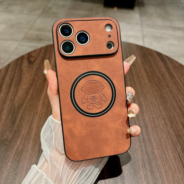 Astronaut MagSafe Magnetische Leder Schutzhülle für iPhone 11 bis iPhone 17 Pro Max und Air - Bild 1