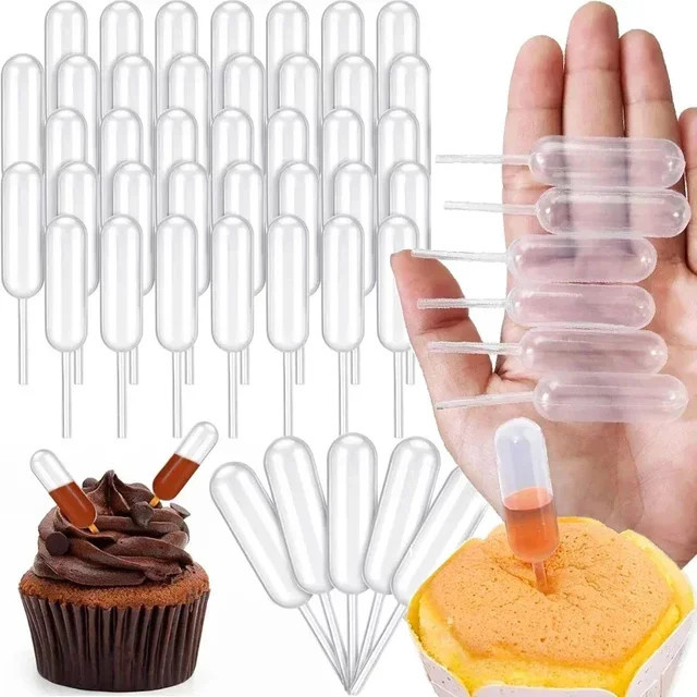 YOCITY Saft Stroh Dropper aus Kunststoff mit Herz-Clip in Transparent für Dessert und Backdekoration - Bild 1