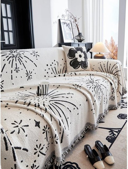 Super Six Chenille Sofabezug in Weiß, einteiliger Vollbezug für dein Sofa, B/T: 180 x 130 cm - Bild 1