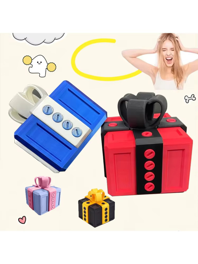 Streich-Geschenkbox mit Schrauben aus Kunststoff in Rot und Schwarz für Pranks und als Kartenbehälter - Bild 5