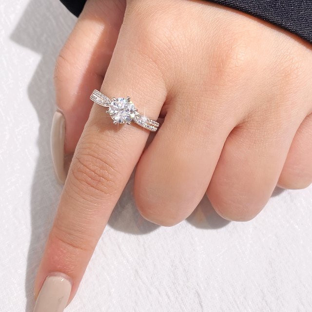 DWJ Ring, 925 Silber, Moissanit-Diamant, Damen - Bild 1
