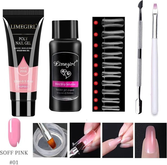 LIMEGIRL Nagelverlängerungs-Gel-Set, 15 ml, Glänzend - Bild 1