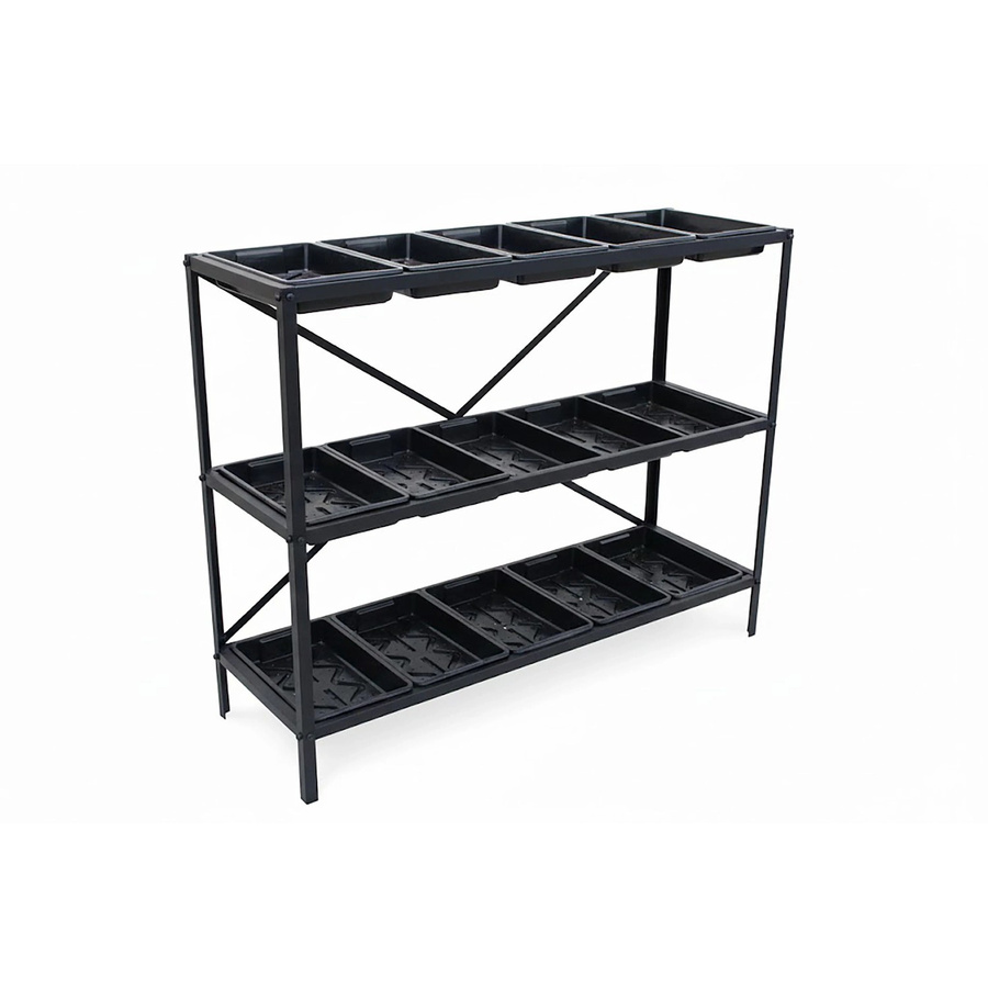 Halls Gestell für Anzuchtschalen mit 3 Sektionen aus Metall in Schwarz, Breite: 119 cm, Tiefe: 40 cm - Bild 2