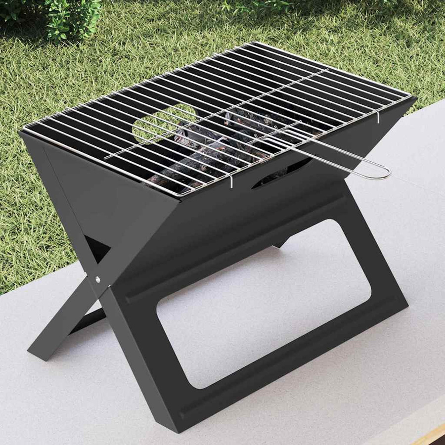 vidaXL Outdoor Grill aus Stahl in Schwarz B/T/H: 46 x 31 x 31 cm - Bild 6