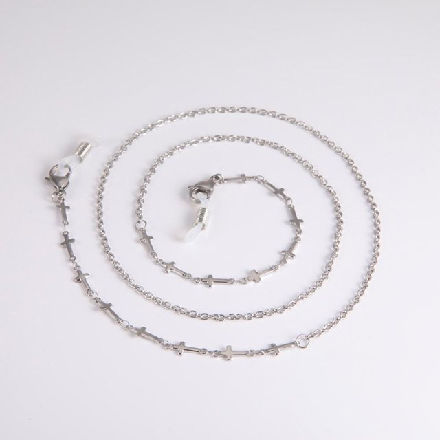 YULIN Brillenkette Edelstahl, Kreuz, White, Silver, Unisex - Bild 1