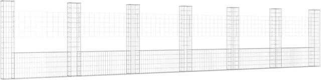 vidaXL Gabionenkorb U-Form aus Eisen in Silber, B/T/H: 740 x 20 x 150 cm - Bild 1