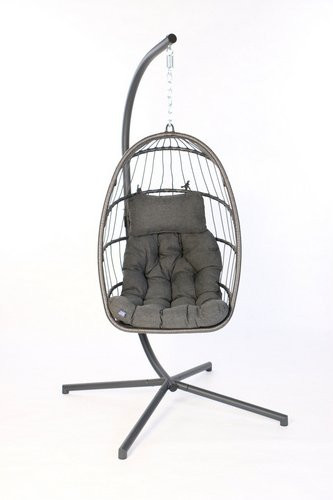 SUNGÖRL Hängekorb Egg Lounge aus pulverbeschichtetem Stahl in Grau, B/H/T: 95 x 195 x 93 cm - Bild 1