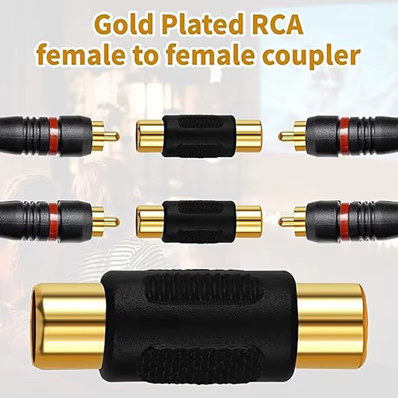 OULLX RCA Audio-Konverter Stereo-Stecker Buchse-zu-Buchse Koppler in Gold und Gelb - Bild 5