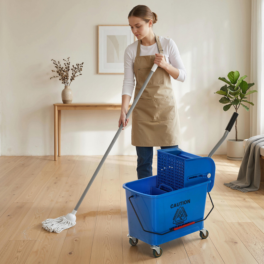 HOMCOM Wischeimer mit Rollen und Auswringsystem in Blau, Fassungsvermögen 20 l - Bild 2