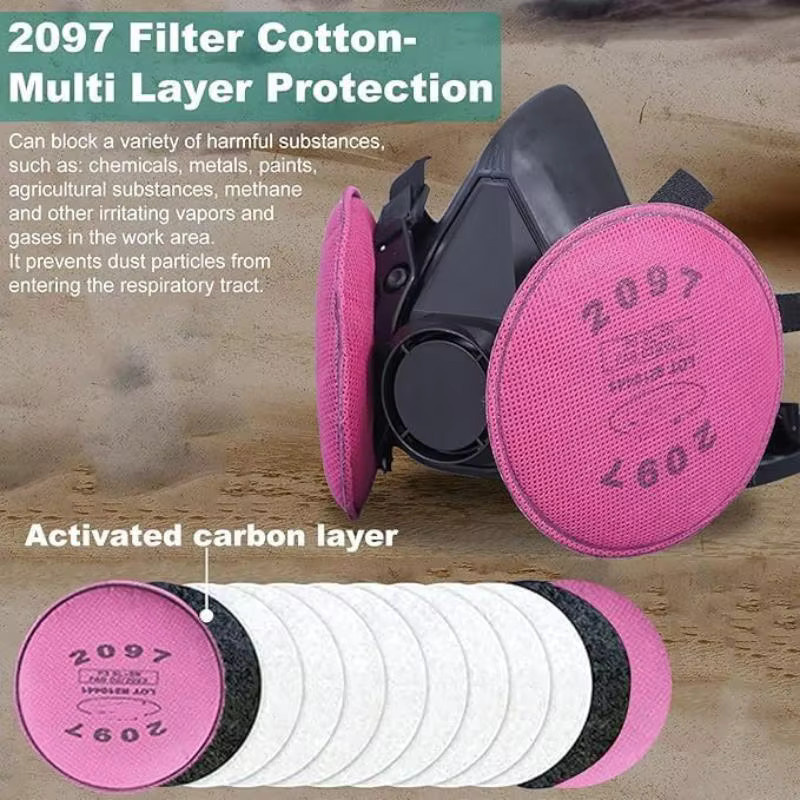 HFYSF Halbgesichts-Atemschutzmaske 6200 2097 mit Filterbrille für organische Dämpfe und Staub, Farbe Grau/Klar - Bild 3