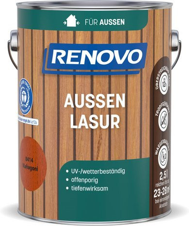 RENOVO Aussenlasur wasserbasiert Mahagoni Braun 2,5 l - Bild 1
