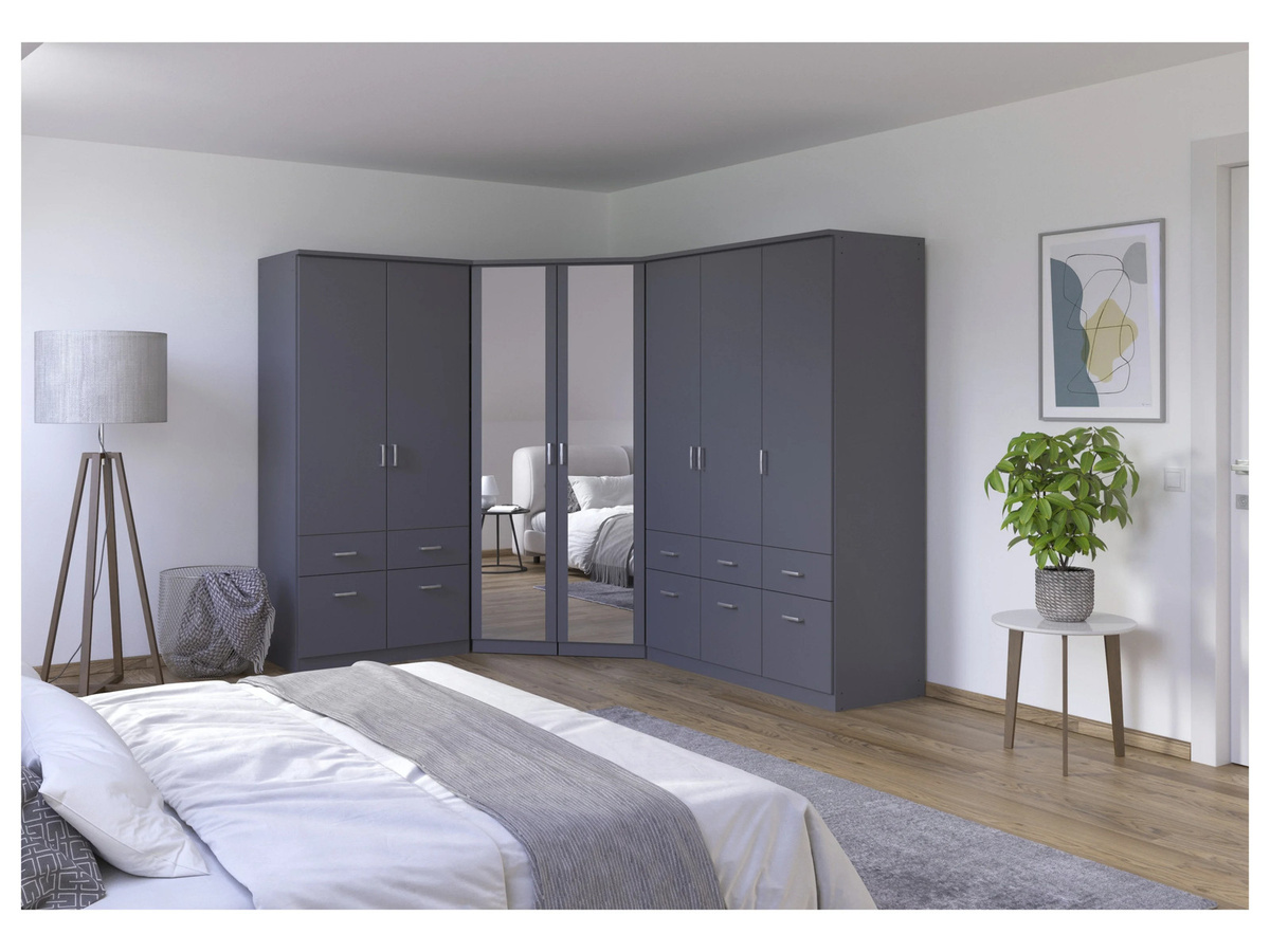 RAUCH BLUE Eckschrank Bremen 7-türige Eckschranklösung in Graumetallic mit Spiegel und integrierten Schubladen für dein Schlafzimmer - Bild 2