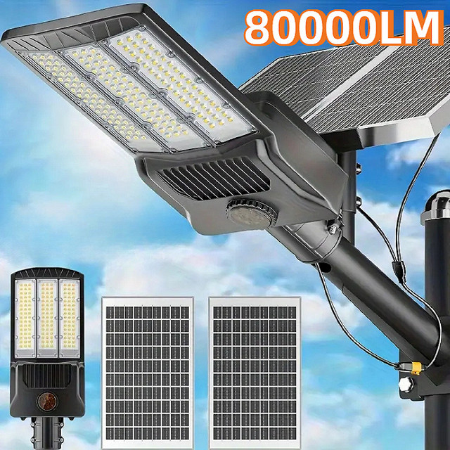 YQCHEZI Solar-Flutlicht mit Bewegungssensor für Garten und Straße, Schwarz, 6500K Kaltweiß - Bild 1