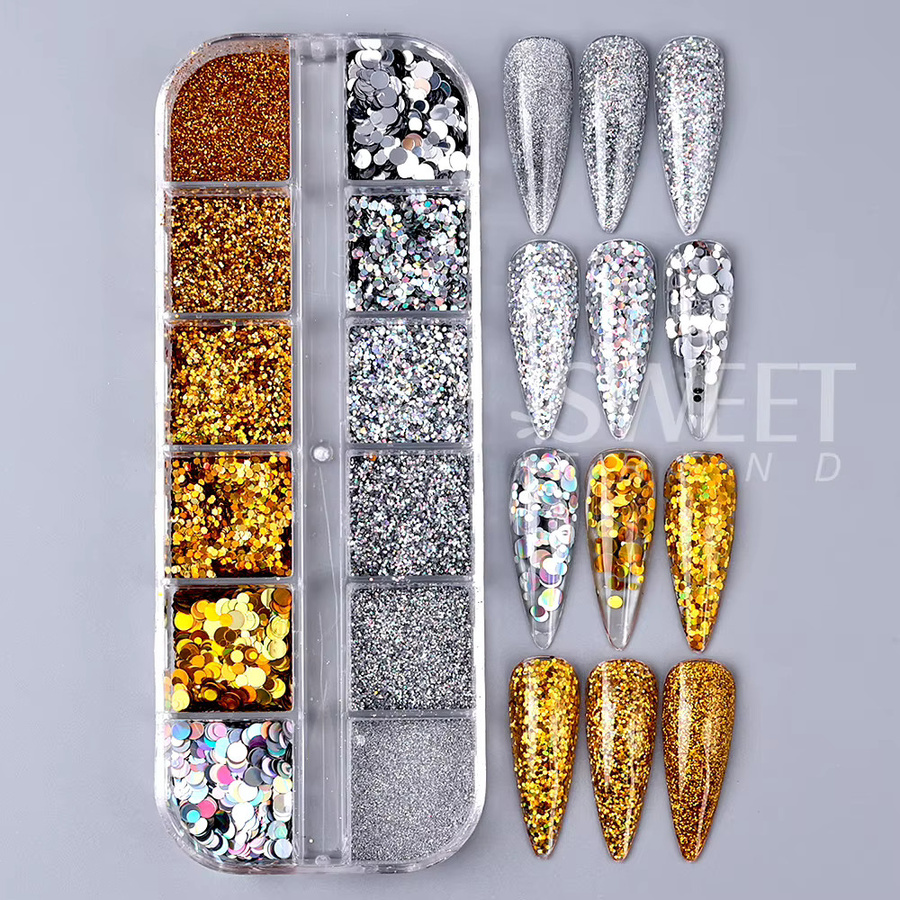 SWEET TREND Nagelglitzer, runde Pailletten, Gold und Silber, Glänzend - Bild 2