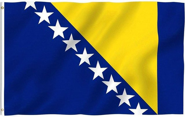 Flagge Bosnien und Herzegowina aus Polyester mit zwei Metallösen, B/H: 90 x 150 cm - Bild 1