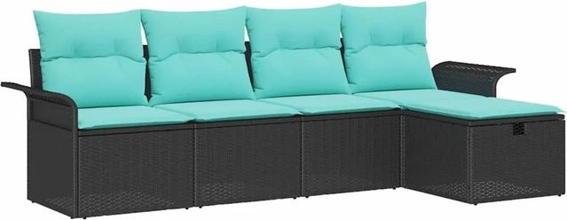 vidaXL Gartensofa-Set aus Polyrattan mit 5 Teilen und integriertem Kissen-Speicher, L-Form Lounge-Set mit Kissen für Garten und Balkon - Bild 1