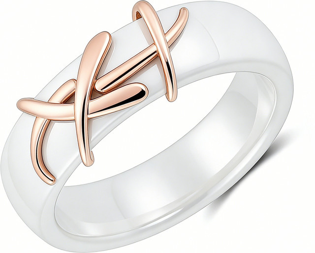 Wbmqda Ring Keramik, 585 Roségold, Damen, 7 mm - Bild 1