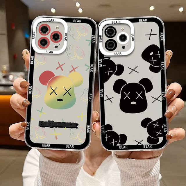 B-Bearbrick Gloomy BB Toys Handyhülle für iPhone 16 15 14 13 12 Pro Max Plus, stoßfest und weich mit transparenter Rückseite, Multicolor - Bild 1