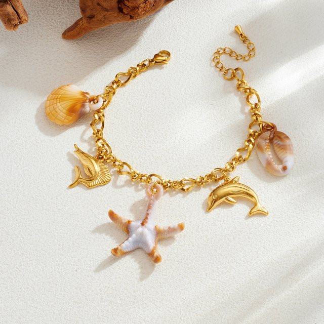 xiyanike Armband Seestern-Charm, Edelstahl, Gold, Damen - Bild 1