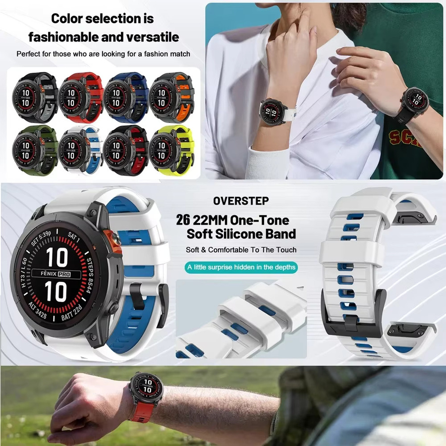 Garmin Uhrenarmband Silikon, 22/26 mm, Weiß, Unisex - Bild 2