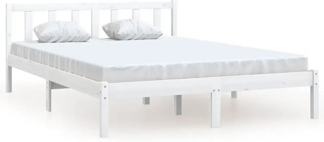 vidaXL Massivholzbett aus Kiefer in Weiß, B/T/H: 140,5 x 195,5 x 69,5 cm - Bild 1