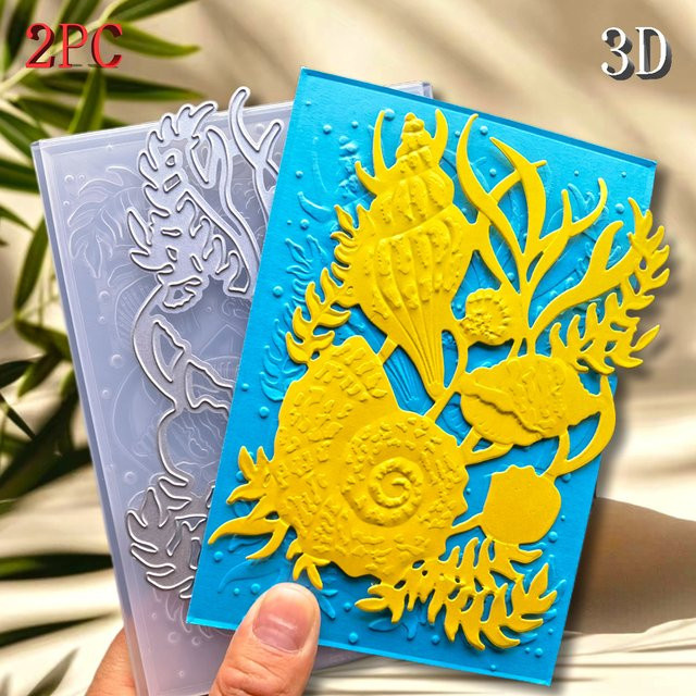 3D-geprägter Ordner mit Blumenmotiv Exquisite Muschel- und Algenschnitzerei aus Kunststoff für DIY-Kunsthandwerk - Bild 1