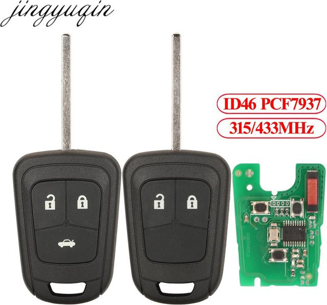 Jingyuqin Auto Fernbedienung Schlüssel mit Alarm für Chevrolet Camaro Cruze Equinox Malibu Sonic Spark Volt, Farbe: Schwarz, ID46 PCF7937 315/433 MHz, HU100 - Bild 1