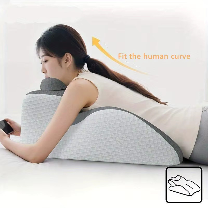 Ergonomisches Keilkissen HEHUAI HT in Grau mit Diamantmuster für die Bauchlage - Bild 3