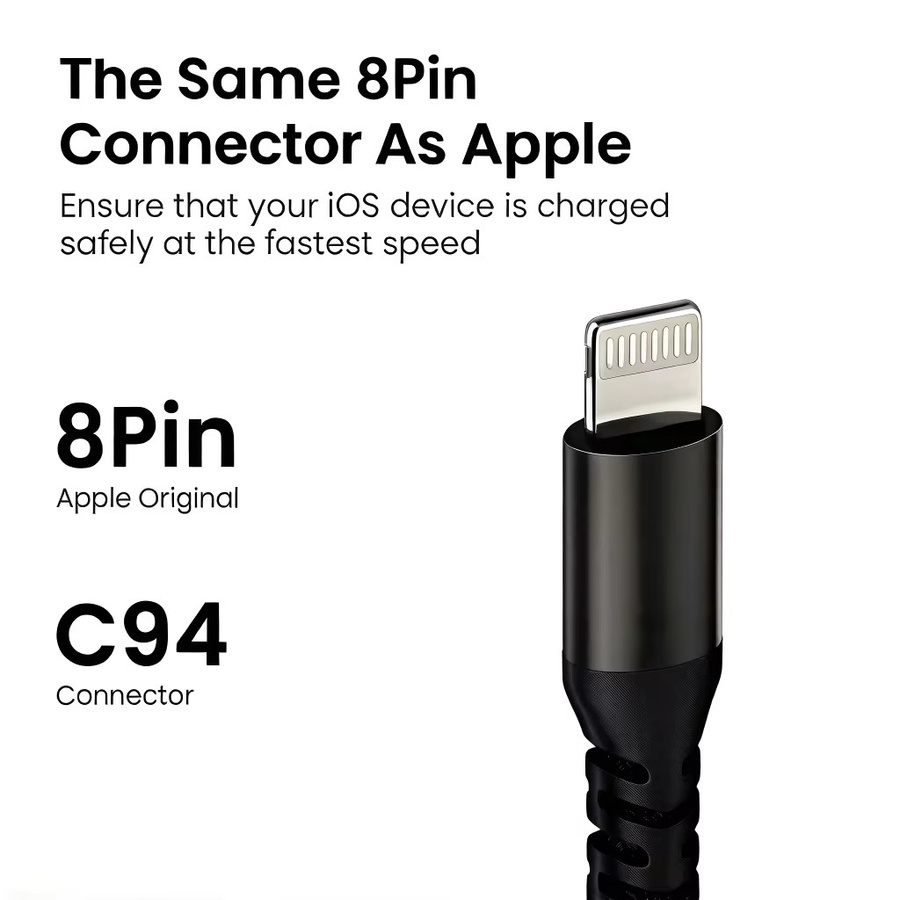 LAIHONEN MFi-zertifiziertes USB-C auf Lightning Schnellladekabel in Schwarz für iPhone und iPad - Bild 3