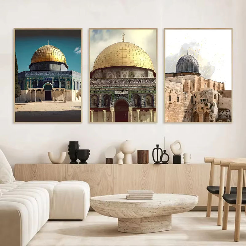 Potdemiel Al Aqsa Moschee Leinwand Wandbild Mehrfarbig Orientalische Kunst Dekoration im Hochformat - Bild 3