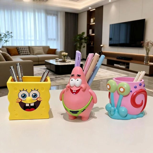 Potdemiel SpongeBob Schwammkopf Stifthalter aus Kunststoff für Schreibtisch und Kosmetikpinsel - Bild 1