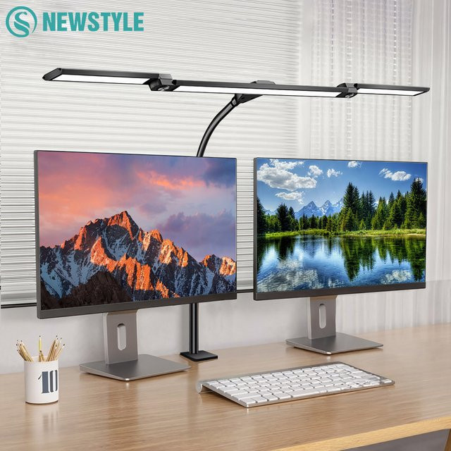 Augenschonende Architektenlampe mit 3 Köpfen in Schwarz, flexible Tischlampe mit Klemme und USB-Anschluss für Home Office und Büro - Bild 1