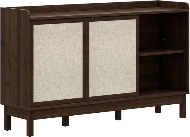 okwish Sideboard in Braun mit Schiebetüren und Schubladen im Retro-Design, B/T/H: 150 x 39,5 x 80 cm - Bild 1