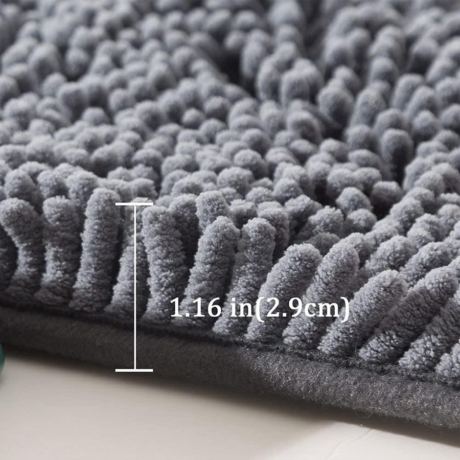 Saugfähige Chenille Badezimmermatte von FREIHAUS in Lichtgrau, rutschfester Plüschteppich, B/B: 40 x 60 cm - Bild 5