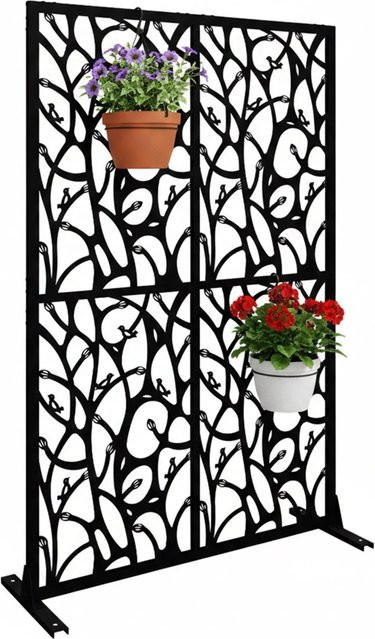Relaxdays Paravent aus Eisen mit Rankenmotiv in Schwarz, Höhe: 183 cm, Breite: 115 cm, Tiefe: 40 cm - Bild 1