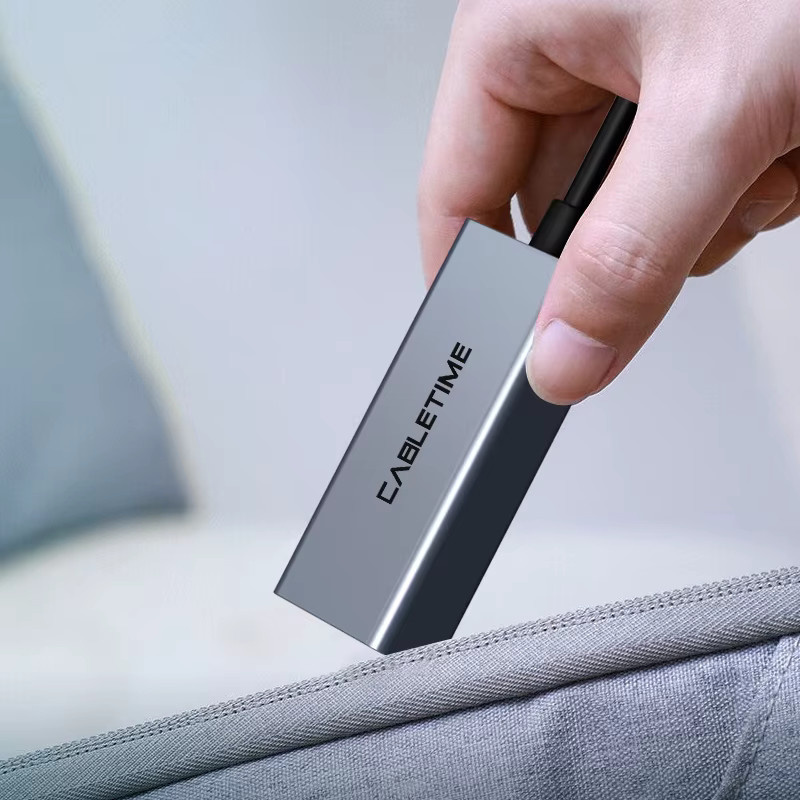 CABLETIME USB-C Ethernet-Adapter RJ45 Netzwerkkarte für Laptop und PC, 100 Mbit/s, Grau - Bild 5
