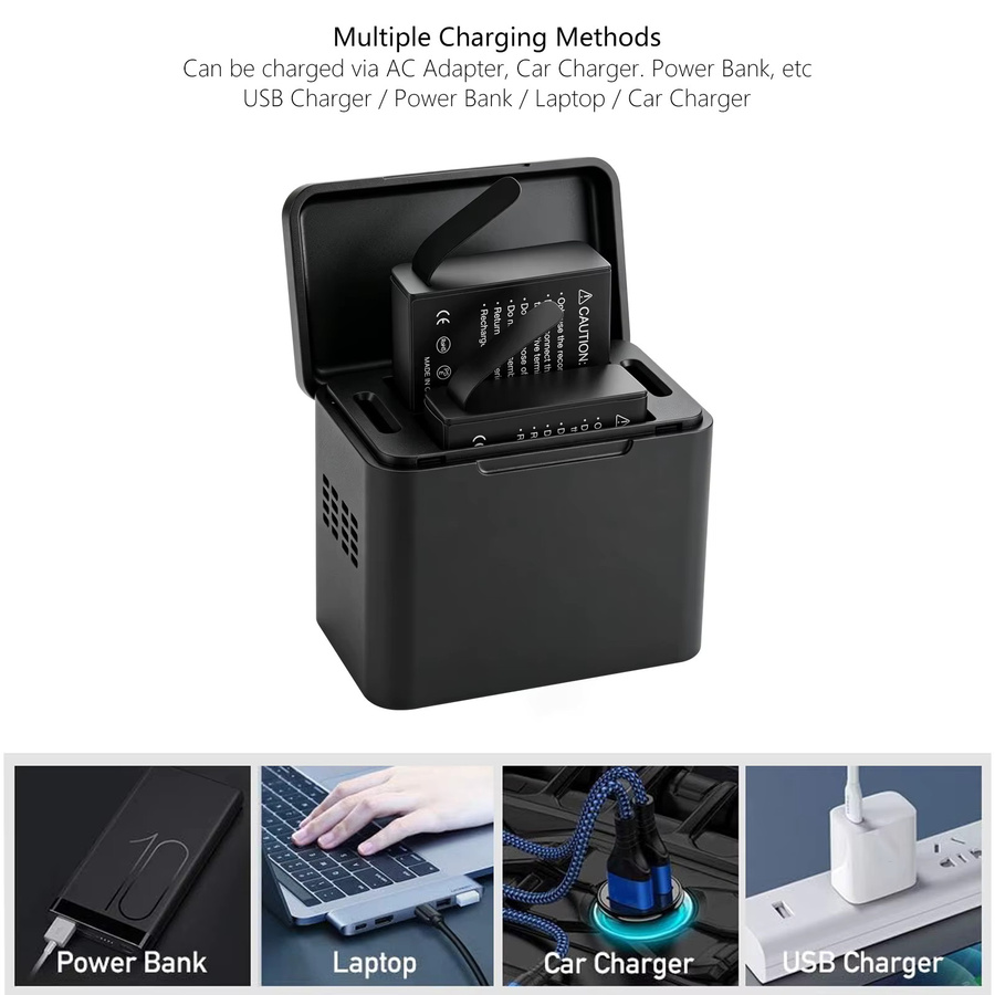 Probty PG1050 Akku mit USB-C-Ladehülle in Schwarz, 1150 mAh, kompatibel mit Campark, Crosstour, APEMAN, Victure, Rollei 372, WOLFANG GA100 und SJ4000 - Bild 4