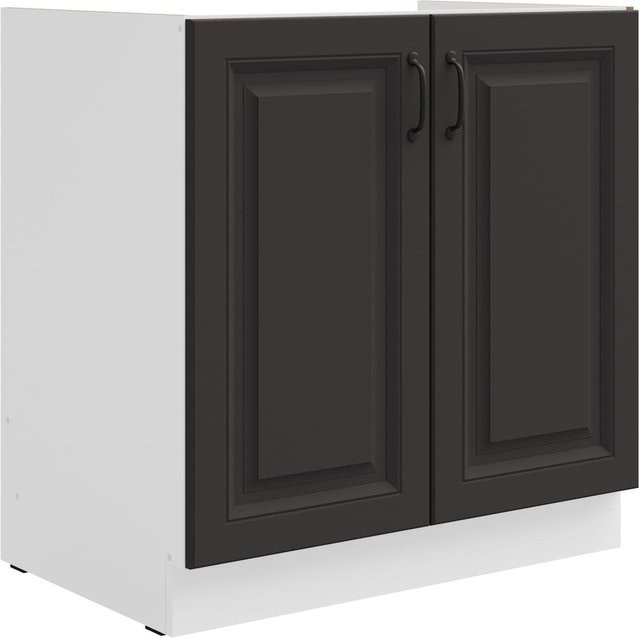 Spülenschrank Stilo Küchenzeile in Grau und Weiss, Breite: 80 cm - Bild 1