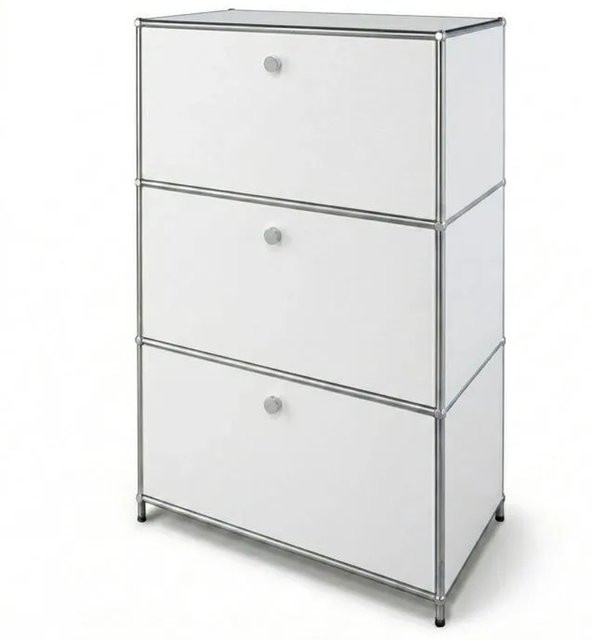 Floordirekt Metallschrank Concept Epure MK-129 Sideboard mit 3 Fächern in Weiß Matt, B/T/H: 75 x 40 x 120 cm - Bild 1