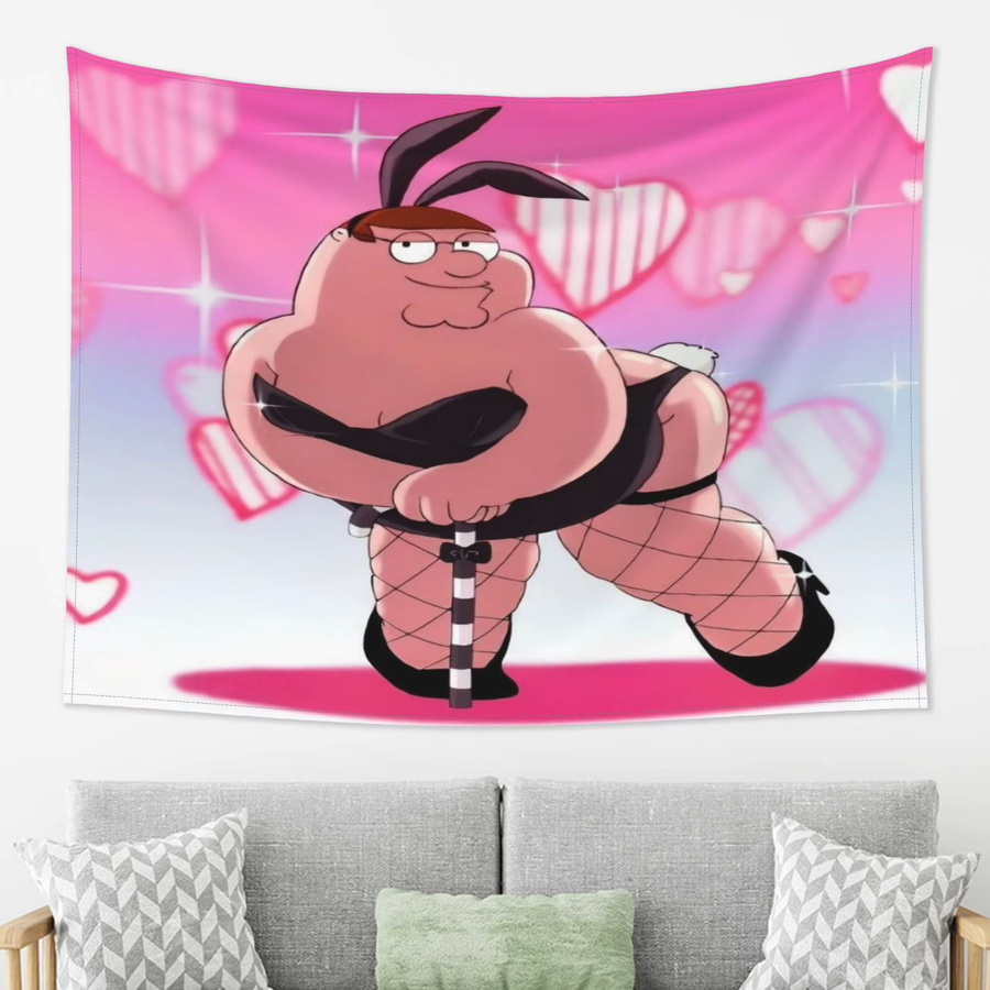 VIKAMA Wandteppich Parody House Peter in Pink, abstrakte Textil-Illustration für Wohnzimmer, Schlafzimmer und Büro - Bild 2