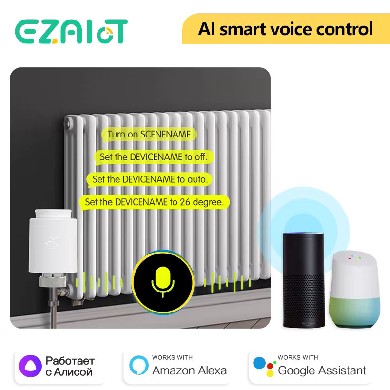 EZAIOT Tuya Smart ZigBee Thermostatventil TRV-Aktuator in Weiß mit App-Steuerung und Alexa Google Home Kompatibilität - Bild 2