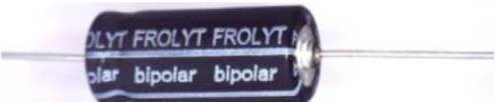 Frolyt K-AGU337 Bipolarer Kondensator axial bedrahtet schwarz 0.47 µF 100V 20% Durchmesser: 8.5 mm, Länge: 16 mm - Bild 1