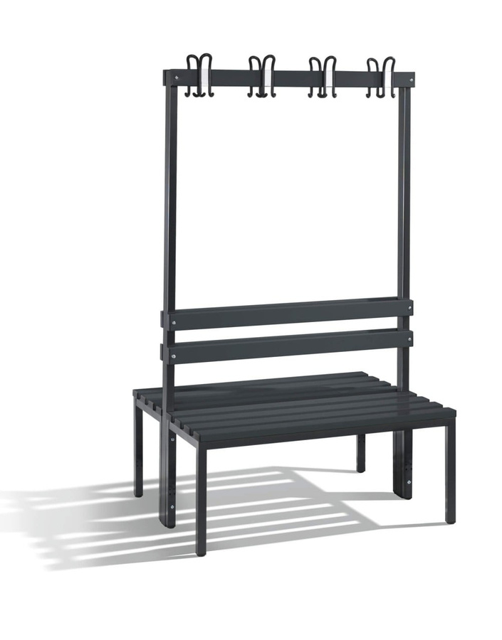 Umkleidebank Comfort von BIGBOXX aus Kunststoff mit doppelseitiger Hakenleiste in Schwarz Matt - Bild 1