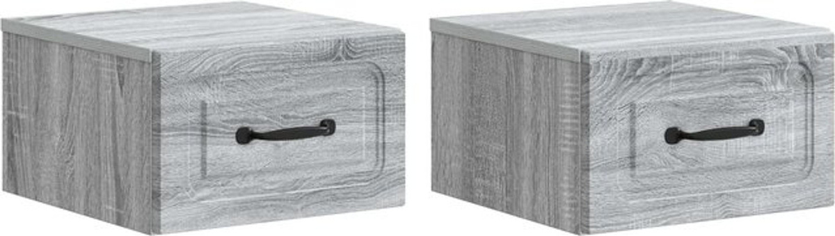 Set aus 2 wandmontierten Nachttischen von vidaXL in Grau, modernes Design aus Holzwerkstoff, B/T/H: 34,5 x 33 x 20 cm - Bild 1