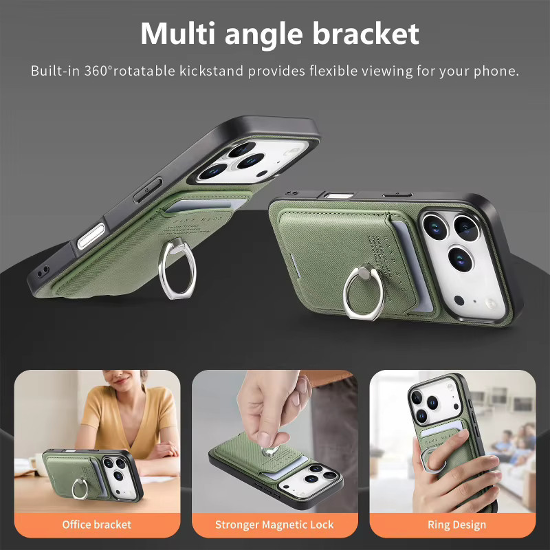 CHUBAN MagSafe Hülle mit Anti-Rutsch-Kartenhalter und magnetischem 2-in-1 Wallet für iPhone in Braun - Bild 4