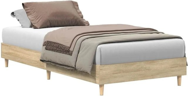 vidaXL Bettgestell aus Holzwerkstoff in Sonoma-Eiche, Farbe Braun, B/T/H: 75 x 190 x 25 cm - Bild 1