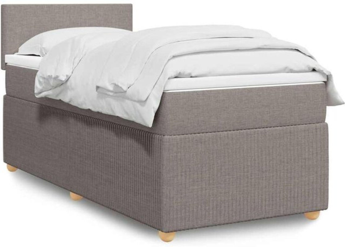 vidaxl Boxspringbett mit Matratze in Taupe meliert und Weiß aus Stoff und Holzwerkstoff, B/T/H: 80 x 200 x 100,5 cm - Bild 1